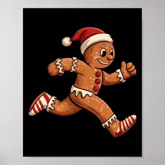 Christmas Gingerbread Running Funny Runners Pajama Poster (Voorkant)