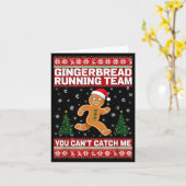 Christmas Gingerbread Running Team Funny Xmas Tee  Kaart (Gele Bloem)