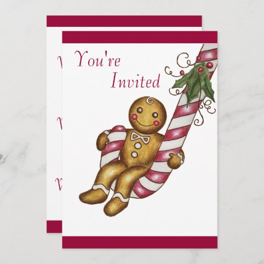 Christmas Gingerbread Uitnodiging (Voorkant / Achterkant)