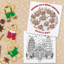 Christmas Gingerbread Village With Coloring Page