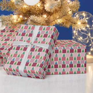 Christmas Gingham inpakpapier met vakantieboom