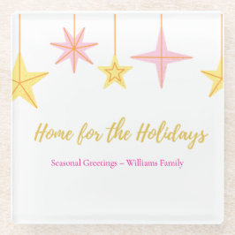 Christmas Glass Coaster with Holiday Motifs Glazen Onderzetter