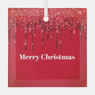 Christmas Glitter Drip Vrolijk Kerstfeest Glas Ornament