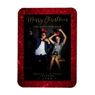 Christmas Glitter Fun Photo Newlyweds Script Magneet