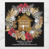 CHRISTMAS Glitter Realtor Client New Home Wijn Etiket (Enkel label)