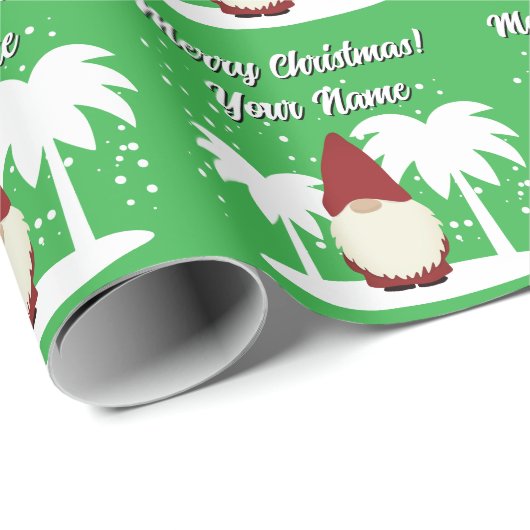 Christmas gnome cartoon with palm trees unique cadeaupapier (Rol Hoek)