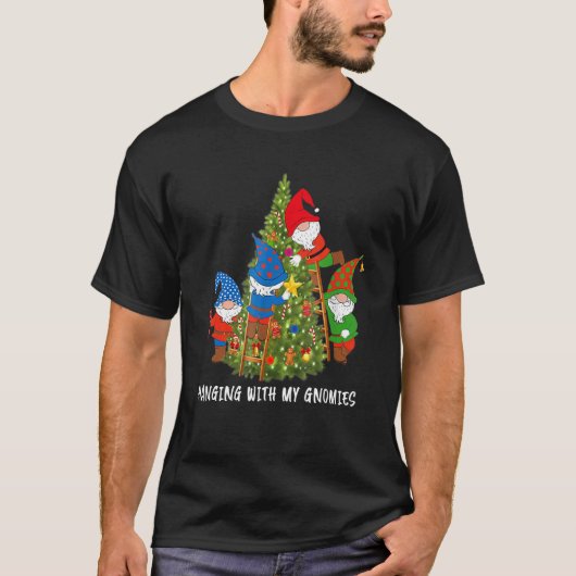Christmas Gnome Hanging With My Gnomies Tree Holid T-shirt (Voorkant)