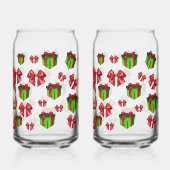 Christmas Gnome Holding Gift | Festive Blikvorm Glas (Achterkant)