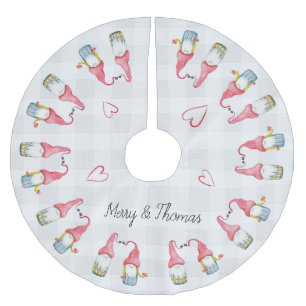 Christmas Gnome In Love Waterverf Monogrammed Kerstboom Rok