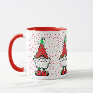 Christmas Gnome Mug With RED accents Mok
