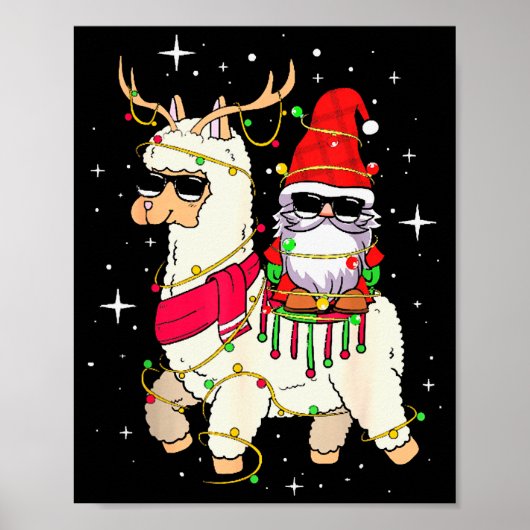 Christmas Gnome On Llama, Cute Alpaca Chanukah Chr Poster (Voorkant)