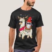 Christmas Gnome On Llama, Cute Alpaca Chanukah Chr T-shirt (Voorkant)
