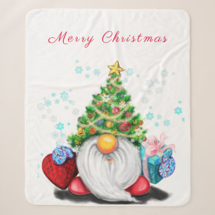 Christmas Gnome Sherpa Blanket Deken