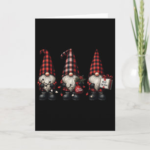 Christmas Gnome Trio Buffalo Check Plaid Petten Xm Kaart