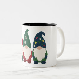 "Christmas Gnome Trio – Feestelijke feestdag Tweekleurige Koffiemok