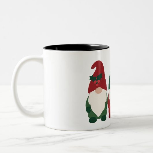 "Christmas Gnome Trio – Feestelijke feestdag Tweekleurige Koffiemok (Links)