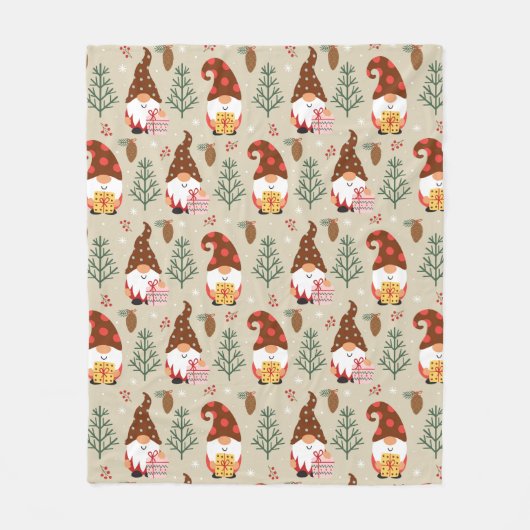 Christmas Gnomes Gift Pattern Fleece Deken (Voorkant)