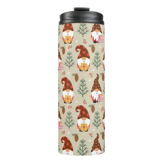 Christmas Gnomes Gift Pattern Thermosbeker (Voorkant)