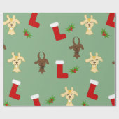 Christmas Goats with Stockings and Mistletoe Funny Cadeaupapier (Vlak)