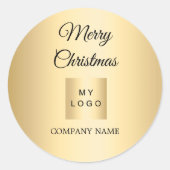 Christmas gold business logo ronde sticker (Voorkant)