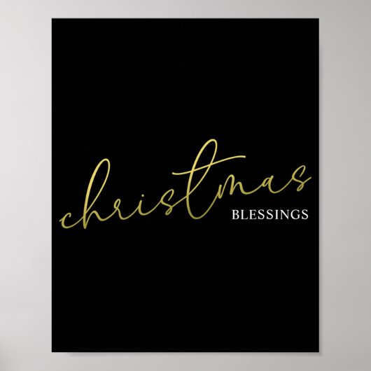 Christmas Gold Calligraphy Script Modern Blessings Poster (Voorkant)