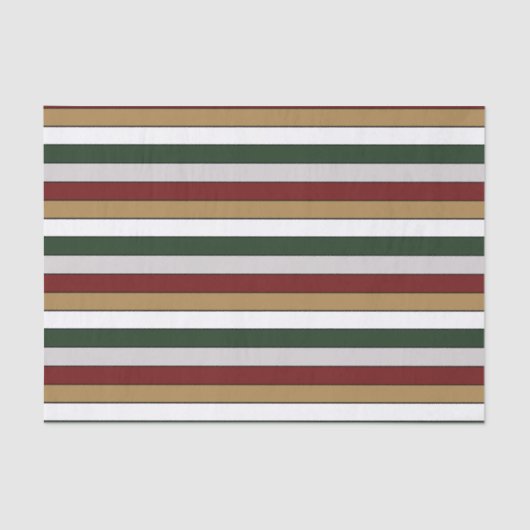 Christmas Gold Green Red Silver And White Stripes  Tissuepapier (Voorkant)