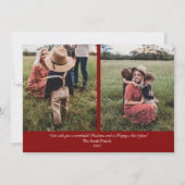 Christmas Gold Lijst Foto Vakantie Kaart Rood (Achterkant)