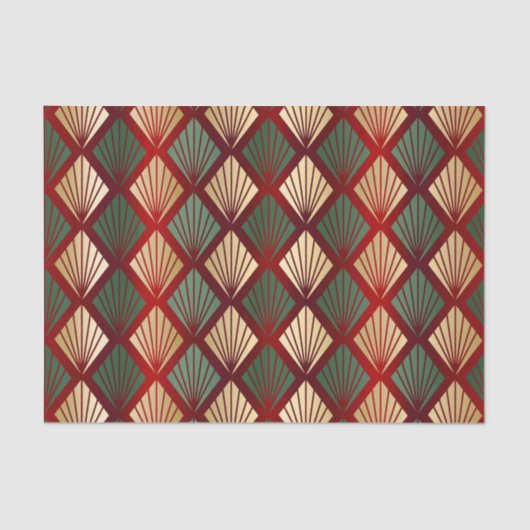 Christmas Gold Red Green Art Deco Tissuepapier (Voorkant)