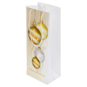 Christmas Gold White Ball Ornamenten Wijn Cadeautas (Achterkant Gekanteld)