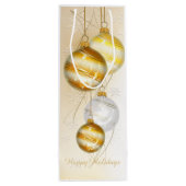 Christmas Gold White Ball Ornamenten Wijn Cadeautas (Achterkant)