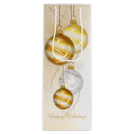 Christmas Gold White Ball Ornamenten Wijn Cadeautas (Voorkant)