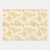 Christmas Gold Wrapping Paper Flat Sheet Set of 3 (Voorkant)