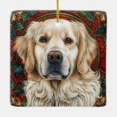 Christmas Golden Retreiver Hond Keramisch Ornament (Achterkant)