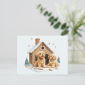 Christmas Golden Retriever Honden Gingerbread Hous Briefkaart (Staand voorkant)