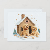 Christmas Golden Retriever Honden Gingerbread Hous Briefkaart (Voorkant / Achterkant)