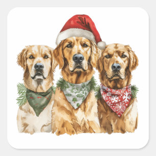 Christmas Golden Retriever Honden Vierkante Sticker