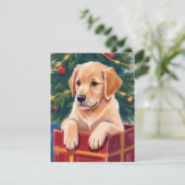 Christmas Golden Retriever Puppy Cadeau Feestdagenkaart (Staand voorkant)