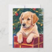 Christmas Golden Retriever Puppy Cadeau Feestdagenkaart (Voorkant)