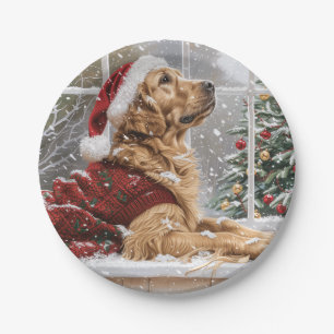 Christmas Golden Retriever Santa Dog Papieren Bordje