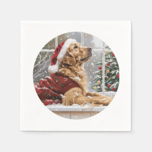 Christmas Golden Retriever Santa Dog Servet