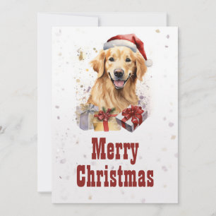 Christmas golden retriever Waterverf Feestdagenkaart