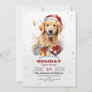 Christmas golden retriever Waterverf Kaart