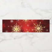 Christmas Golden Snowflakes on Red Background Waterfles Etiket (Enkel label)