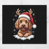 Christmas Goldendoodle Dog Reindeer Holiday Doodle Sparkling Wijnetiket (Enkel label)