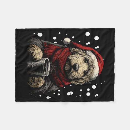 Christmas Goldendoodle Santa Hat Coffee Lover Funn Fleece Deken (Voorkant (Horizontaal))