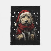 Christmas Goldendoodle Santa Hat Coffee Lover Funn Fleece Deken (Voorkant)