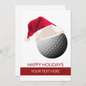 Christmas golf Ball Santa Hat Cartes de voeux (Devant / Derrière)