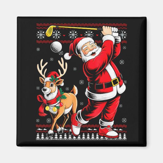Christmas Golf Santa Golfer Christmas Pajama Reind Magneet (Voorkant)