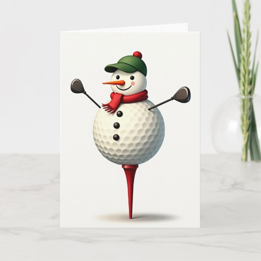 Christmas Golf Snowman Card Kaart (Voorkant)