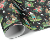 Christmas Golf Summer Santa Watercolor Pattern  Cadeaupapier (Rol Hoek)